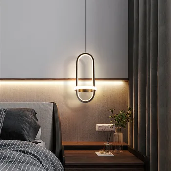 Modern LED Altın kolye ışık Asılı lamba Başucu Yatak Odası Oturma Yemek Odası Sundurma Mutfak Ev Dekorasyon iç mekan aydınlatması