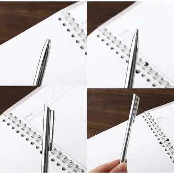 Taşınabilir Dönen Parlak Klasik Paslanmaz Çelik Ticari Kırtasiye Ofis Malzemeleri Yağ Kalem Tükenmez Kalem
