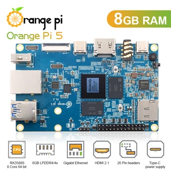 Turuncu Pi 5 8GB RK3588S ile Wifi + BT + Gigabit Ethernet + PCIE SSD Tek kart bilgisayar, destek Android 12, Debian 11 İŞLETİM SİSTEMİ