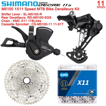 SHİMANO M5100 Groupset 1X11 Hız Vites Kiti MTB Bisiklet için KMC Zinciri CS-M5100 11-42T / 51T Kaset dişlisi Kiti Bisiklet Parçaları