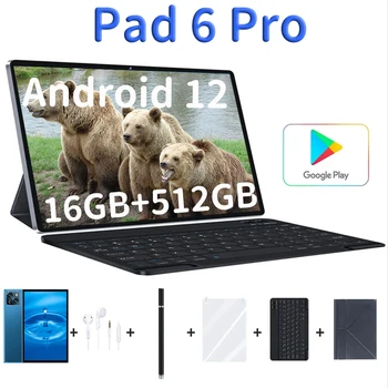 Tablet Android Pad 6 Pro 10.1 İnç HD 16G+512GB Küresel Sürüm Tablet Dizüstü Bilgisayar İçin 5G Çift SIM Kart veya WİFİ Google Play Tabletler