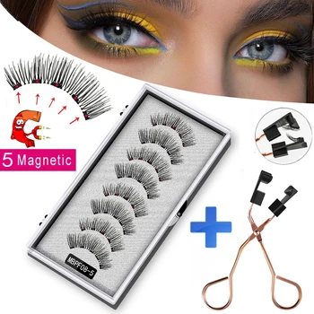 MB 8 adet 5 Mıknatıs Manyetik Kirpik 3D Vizon yanlış göz lashes kullanımlık doğal Manyetik lashes faux cils manyetik cımbız