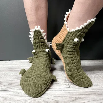 Erkek Kış Sıcak Örgü Timsah Çorapları