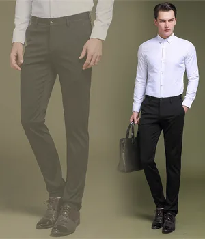 Streç Takım Elbise Pantolon Erkekler için Klasik İş günlük pantolon Yüksek Bel Moda Pantolon 2023 İlkbahar Yaz Koleksiyonu Erkek Giyim