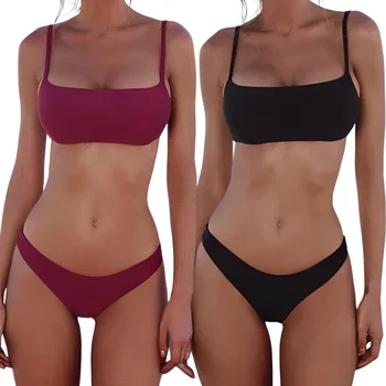 Bikini mayo kadın mayosu Beachwear Şınav Yastıklı Sütyen G-String Külot Mayo Kadınlar Bikini Yaz Plaj Kıyafeti 2023