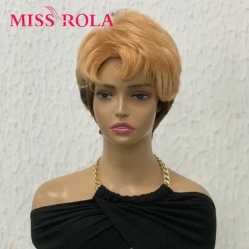 Bayan Rola Brezilyalı Kısa Peri Kesim Peruk 6 / Üzüm Meyve Rengi ombre saç Peruk Tüm Makine Yapımı insan saçı Peruk Remy Moda