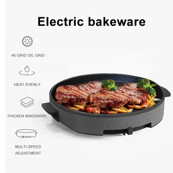 Ev elektrikli ızgara çok fonksiyonlu barbekü biftek dumansız yapışmaz tava yüksek sıcaklık fritöz elektrikli fırın tepsisi