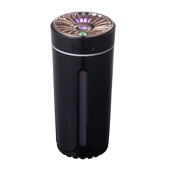 Kablosuz hava nemlendirici renkli ışıklar dilsiz USB sisleyici temizleyici 800 mAh şarj edilebilir serin Mist Maker için araba siyah