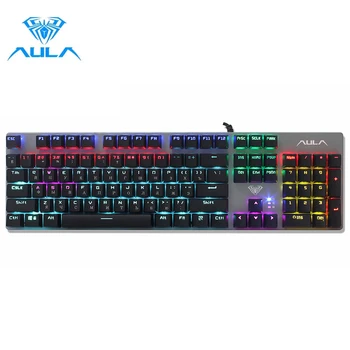 AULA retro klavye tuş oyun mekanik klavye mavi / siyah / kahverengi anahtarı anti-gölgelenme USB kablolu LED arkadan aydınlatmalı oyun klavyesi
