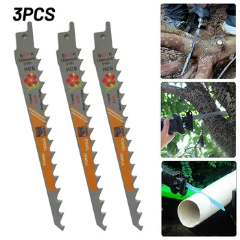 3 adet HCS Testere Bıçakları 150mm 6 İnç Dayanıklı Yüksek Kaliteli Testere Bıçakları Ahşap Kesme İçin Uygun Plastik Metal Ağaç İşleme Aletleri