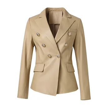 Yeni Gelenler Kadın deri ceketler Bayan İlkbahar Sonbahar Streetwear Hakiki Koyun Derisi Blazer 2023 Kadın Deri Giyim FG9074