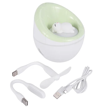 USB Kanepe Şekli Nemlendirici, Mini Serin Nemlendirici 350Ml Su Hacmi, bir Basın Kapatma Ev Ofis Yatak Odası İçin (Yeşil)