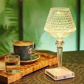 LED masa lambası silindir elmas masa lambası kristal Led masa lambaları yatak odası dekorasyon odası sanat dekoru atmosfer gece ışıkları