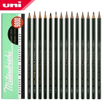 12 Adet / kutu Japonya TEK Kalemler 9800 Çizim Özel Kömür Kalem Kutulu Kalem Okul Malzemeleri Sanat Kroki Kalem Sevimli Kırtasiye