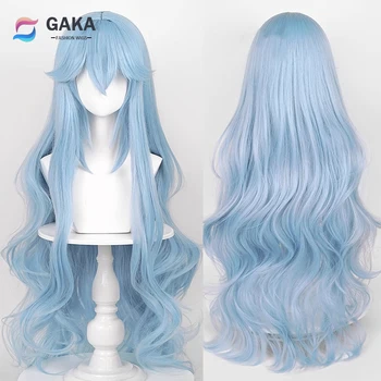 GAKA Ayanami Rei Peruk Anime EVA Cosplay Sentetik Uzun dalgalı mavi ısıya dayanıklı saç Peruk günlük parti için