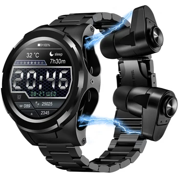 2022 Trend Ürünler 2 İn 1 Smartwatch Moda Elektronik Paslanmaz Kayış akıllı saat TWS Kulakiçi JM06