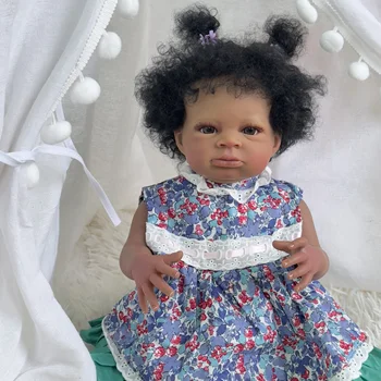 NPK 20 inç Koyu Kahverengi Cilt Reborn Bebek Lanny Bebek Sanat Yapımı 3D Cilt Gerçekçi Bebek Koleksiyon Doll