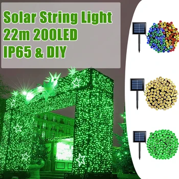 22M 200LED güneş dize ışık peri Garland ışıkları 8 modları ile açık su geçirmez peyzaj ışıkları bahçe partisi için ağaç dekor