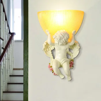 Avrupa Sanat Reçine Duvar Lambaları Led Lambalar İçin Geçerli Oturma Odası Dekorasyon Bej Melek Duvar Lambası Led Parlaklık Aydınlatma Duvar Lambası