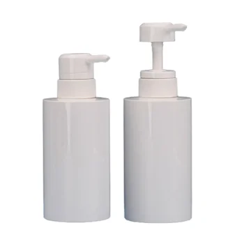 Losyon Pompası şampuan şişesi Boş Doldurulabilir PET Plastik Parlak Beyaz Kozmetik Ambalaj Kabı Yuvarlak Vücut ovma şişeleri 300ml