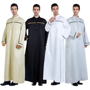 Ramazan Müslüman Erkekler Jubba Thobe uzun elbise İslam Giyim Namaz Abaya Robe Suudi Arabistan Djellaba Kaftan Dubai Ibadet Hizmeti