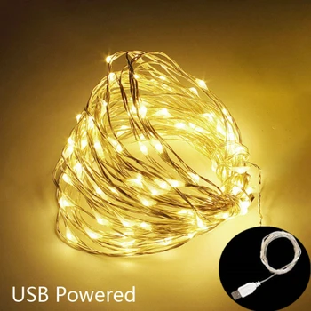 USB Peri Gümüş Telkari LED Dize İşıklar Noel Partisi Süslemeleri Ev Garland Bahçe Dekor Açık Su Geçirmez Navidad