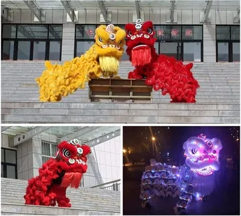 Cosplay led ışık Yün Aslan Dans MASKOT Kostüm Yün Çin Halk Sanatı Güney Aslan İki Yetişkin Cosplay Parti Oyunu Reklam