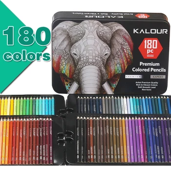 180 renkli kalem seti toksik Olmayan Ahşap renkli kalemler Metal Kutu kalem seti kroki çizim Yumuşak Yağ Renkli Kalemler