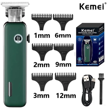 Kemei USB Şarj Edilebilir saç makasları Elektrikli Tıraş Makinesi Sakal Düzeltici Yağ Kafa Oyma Saç Kesme Erkekler İçin Km-5098