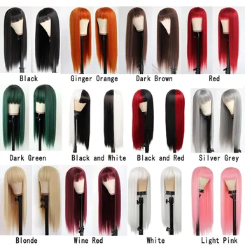 Uzun düz saçlı sentetik peruk, çeşitli renkler ve çok yönlü şekiller, cosplay Cadılar Bayramı peruk