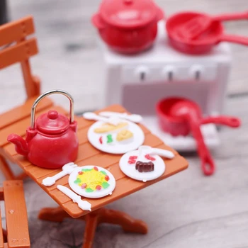 1 Takım 1: 12 Evcilik Minyatür çorba tenceresi Kaşık tava su ısıtıcısı Mutfak Tencere Modeli Dekor Oyuncak Bebek Evi Aksesuarları