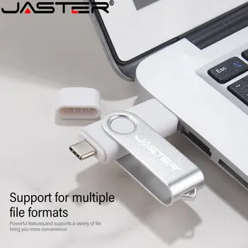 JASTER TİP-C 2Nİ1 USB flash sürücü 64GB Yüksek hızlı Kalem sürücü anahtarlık ile Gümüş Memory stick 32GB USB 2.0 sopa İş hediye