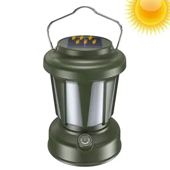 Kamp feneri şarj edilebilir taşınabilir LED Vintage lamba IPX4 su geçirmez güneş tipi-C şarj edilebilir 3 ışık modları kamp feneri