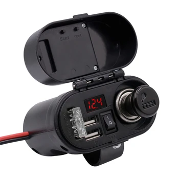 Voltmetre Saat ve Çakmak Fonksiyonlu Su geçirmez Motosiklet USB şarj aleti Pilleri Korumak Pratik ve Dayanıklı