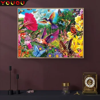 YOUQU Elmas Boyama DIY Kuş Elmas Nakış 5D Çiçek Çapraz Dikiş Mozaik Resim Manzara Ev Dekorasyon Hediye