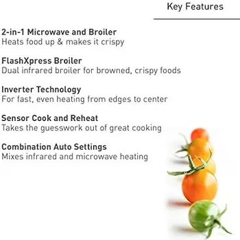 Flaşlı Mikrodalga FırınXpress Broiler, Eşit Pişirme için İnvertör Teknolojisi ve Akıllı Dahi Sensör, 1000W, 1,2 cu.ft. Sayaç