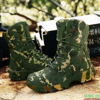 2023 Yeni Kamuflaj Askeri Erkek Botları Su Geçirmez Açık Erkekler Savaş Askeri asker botu Yüksek Kaliteli Erkek Yürüyüş trekking ayakkabıları