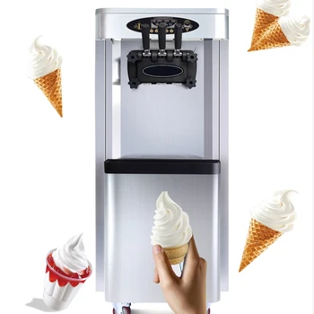 Dondurma yapma makinesi Ticari Ön Soğutma Koruma Şişirme Otomatik Temizleme 2 + 1 Karışık Lezzet Dondurma Dondurma Koni Makinesi