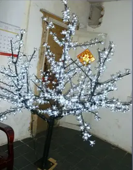 Noel Yeni yıl partisi beyaz LED Kiraz Çiçeği Ağacı 864 adet LED Ampuller 2 m/6.5 ft Yükseklik 110 / 220VAC Yağmur Geçirmez Dış Mekan Kullanımı
