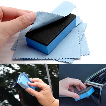 Araba Seramik Kaplama Sünger Aplikatör Otomobil Cam Nano Balmumu Ceket Aplikatör Pedleri Süngerleri Bezleri Mavi Ağda Parlatma Araçları