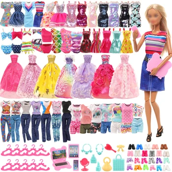 Barwa 59 Adet Moda oyuncak bebek giysileri ve Aksesuarları = 15 Elbise+4 Takım üstler ve pantolonlar + 3 Mayolar + 3 Bilgisayar Üç Parçalı Setleri