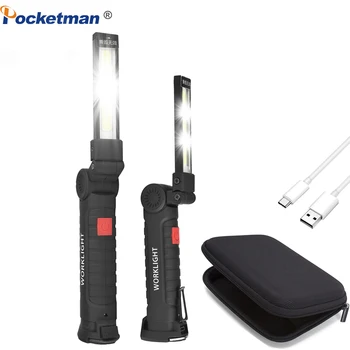 Yüksek lümen USB şarj Edilebilir Dahili Pil Seti İle Çok Fonksiyonlu Katlanır çalışma ışığı COB LED Kamp El Feneri El Feneri