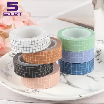 1 Adet Renkli Izgara Washi Bant Japon Kağıt DIY Planlayıcısı Maskeleme bant yapışkan Bantlar Çıkartmalar Kırtasiye Bantları Dekoratif