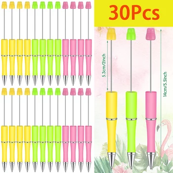 30 Adet Plastik Kalem Boncuk Tükenmez Kalem Boncuk Kalemler Siyah Mürekkep Kalem Gençler Öğrenciler Okul Ofis Malzemeleri 3 Renkler