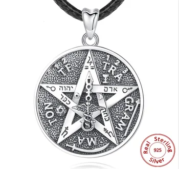 Pentagram Runes 925 Ayar Gümüş Tetragrammaton Kolye Muska Guardian Yıldız Hediye Erkekler Kadınlar için