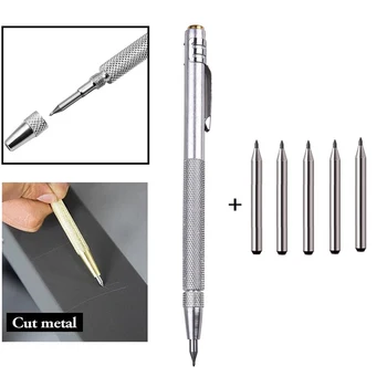 Tungsten Karbür uçlu Scriber Alüminyum Kalem Metal Ahşap Cam Karo Kesme İşaretleyici Kalem Metal İşleme Ağaç İşleme El Aletleri