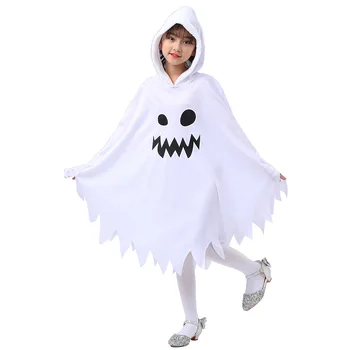 Çocuk Beyaz Hayalet Parlayan Hayalet Yüz Pelerin Cosplay Kostüm Cadılar Bayramı Cosplay Parti Soyunma