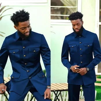 2 Adet Saten Erkek Takım Elbise pantolon seti Blazer Yüksek Yaka Resmi Düğün Damat Balo Tuexdos Iş Ofis Ceket Kaban Custom Made