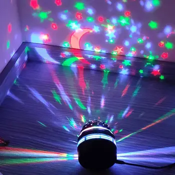 Renkli yıldız projektör lambası USB Powered dönen büyülü Bar sahne DJ topu disko KTV lambası parti araba ışıkları atmosfer ışık V0R1