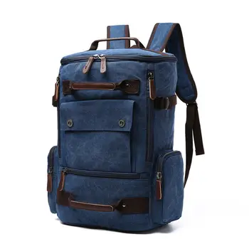 Seyahat çantası büyük kapasiteli Vintage erkek sırt çantası tuval sırt çantası erkek okul çantaları